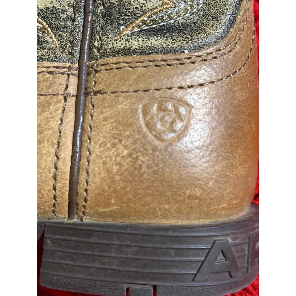 Ariat Kids Western Boots Brown Leather Square Toe Side Zip  Size 8 Toddler